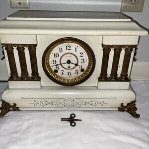 Antique Seth Thomas Adamantine 6 Pillar Mantle Clock w/Lions Heads circa 1901